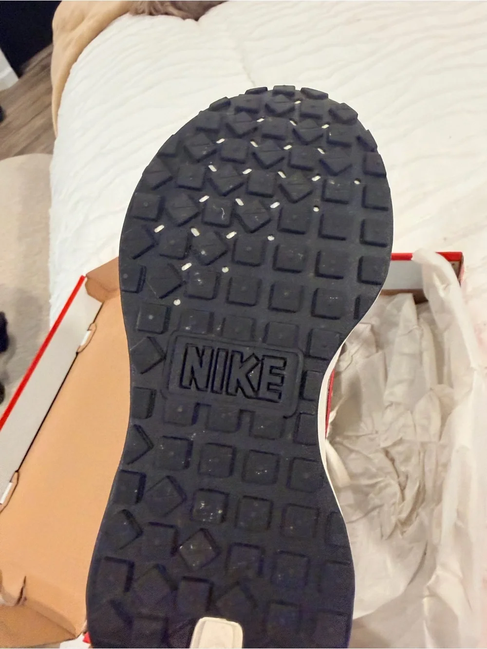 Nike woman’s gray and Red Retro-Style Running Sneakers